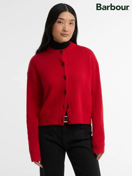 Red - Barbour® Woodhouse Cashmere Blend Knitted Cardigan