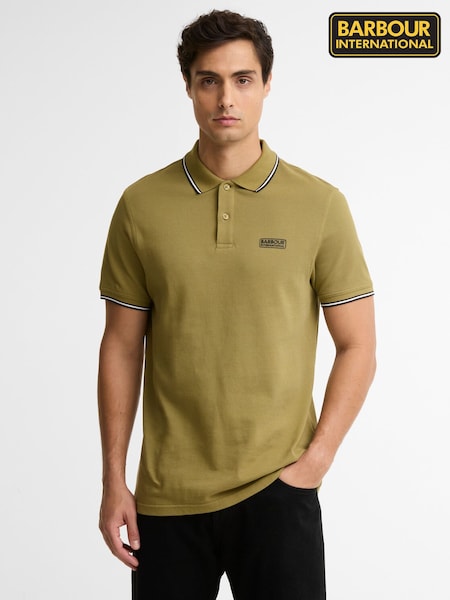 Green - Regular Barbour International Evan Tipped Polo Shirt