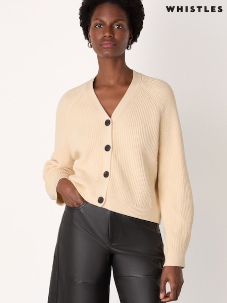 Whistles White V-Neck Cotton Cardigan (V65990) | £99