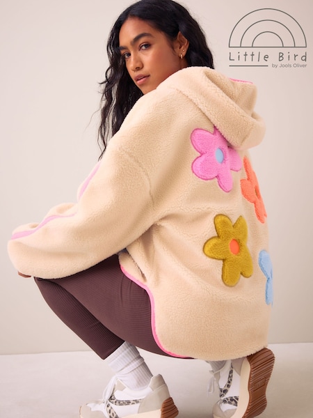 Cream & Rainbow Floral - Little Bird By Jools Oliver Borg 1/4 Zip Fleece