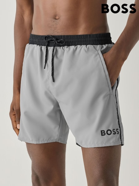 Grey Marl - Regular Boss Starfish Quick Dry Swim Shorts