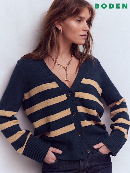 Boden Blue Lucy Relaxed Cotton Cardigan (V66359) | £89