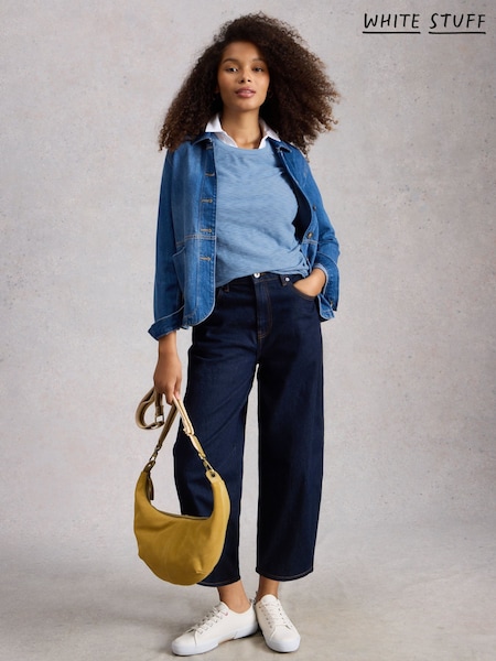 White Stuff Blue Clara Texture Long Sleeve T-Shirt (V66454) | £35