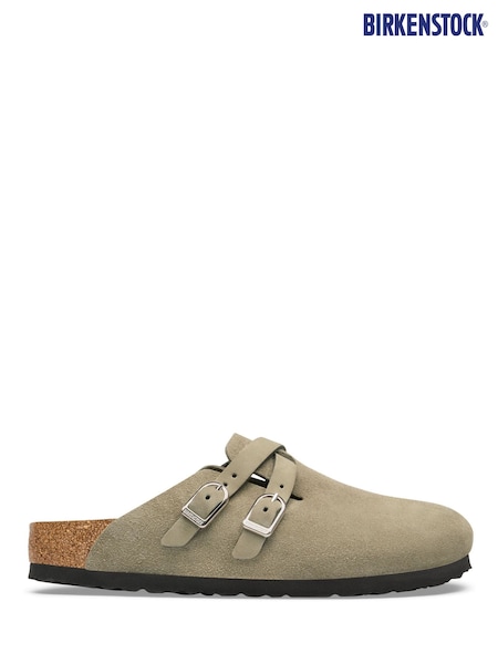 Taupe Brown - Birkenstock Blair D-buckle Suede Clogs