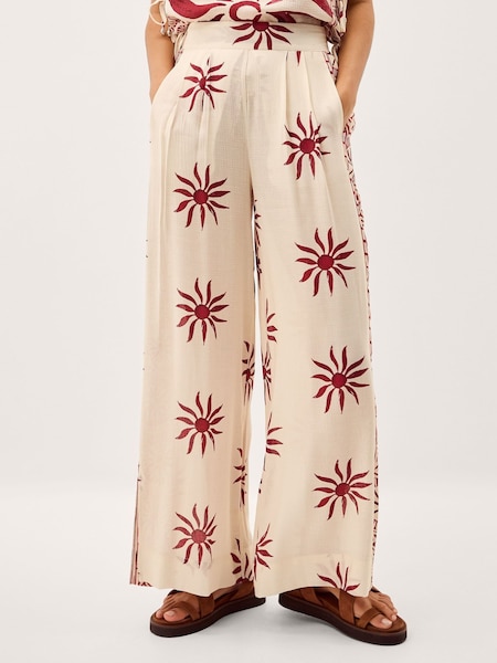 Monsoon Cream Sunnie Wide Leg Beach Trousers (V66649) | £49
