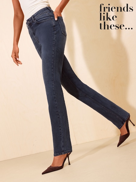 Blue Black Denim - Friends Like These Full Length Stovepipe Straight Leg Denim Jeans