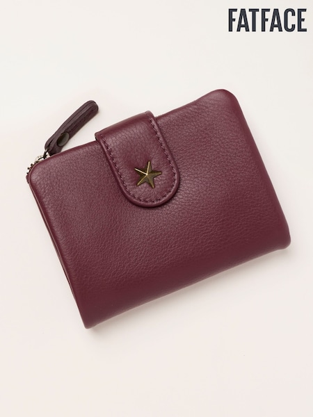 Burgundy Red - Fatface Star Detail Leather Purse