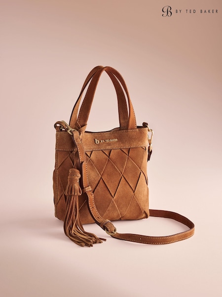 Tan Brown - B By Ted Baker Suede Weave Cross-body Bag