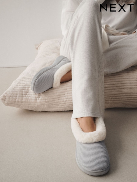 Grey Borg - Mini Boot Faux Fur Lined Slippers With Arch Support