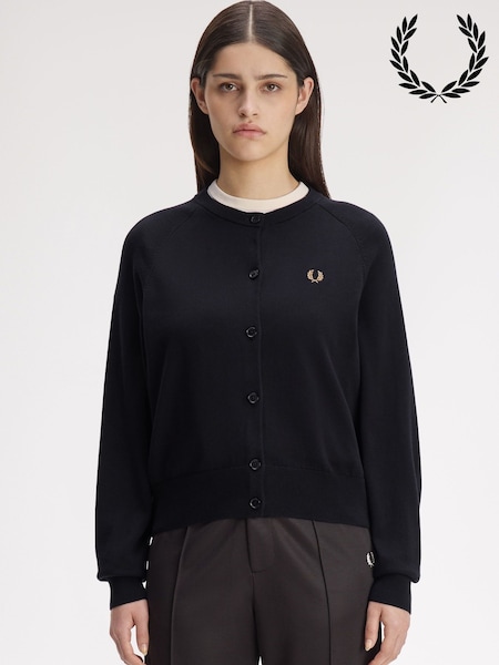 Black - Fred Perry Crew Neck Cardigan