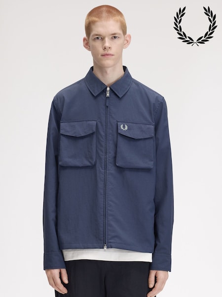 Blue - Regular Fred Perry Ripstop Pocket Overshirt