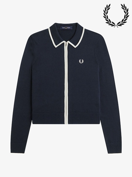 Blue - Fred Perry Zip-through Knitted Shirt