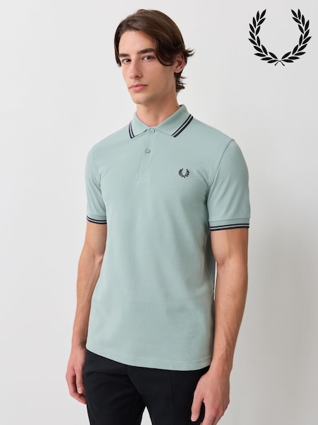 Sage Green - Regular Fred Perry Tipped Short Sleeve Polo Shirt
