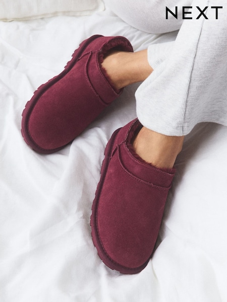 Burgundy Red - Suede Mini Boot Slippers