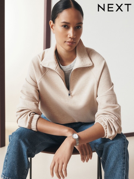 Neutral Marl - Quarter Zip Sweatshirt