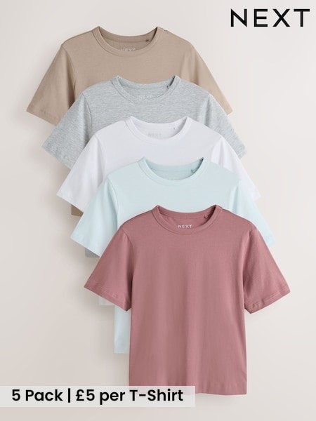 Mineral - Short Sleeve Crew Neck Girlfriend T-shirts 5 Pack