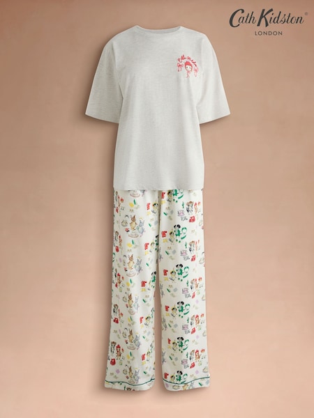 Ecru Novelty Cat Print - Cath Kidston Pyjamas Set