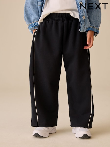 Black - Side Pleat Wide Leg Joggers (3-16yrs)