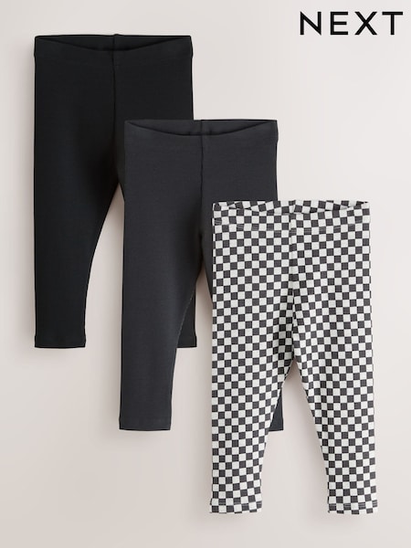 Black Check/Grey - Leggings 3 Pack (3mths-7yrs)