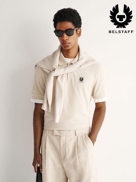 Natural - Regular Belstaff Logo Polo Shirt