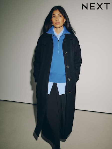 Navy - Belted Unlined Coat