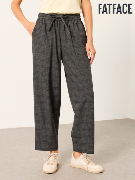 Grey - Fatface Tapered Check Trousers