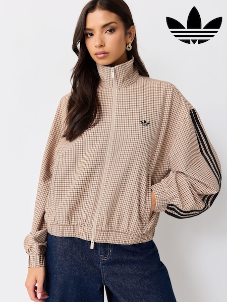 Cream - Adidas Originals Checks Twill Balloon Tracktop Jacket