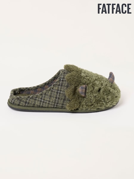 Dark Green Dinosaur - Regular Fatface Mule Slipper