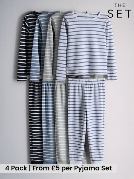 Blue/Grey - The Set 4 Pack Snuggle Fit Pyjamas