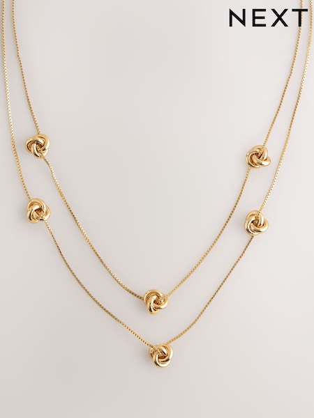 Gold Tone - Layered Knot Necklace