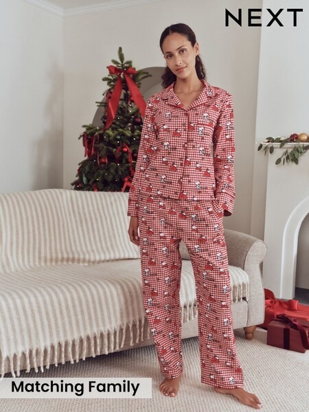 Red Snoopy - Matching Family Christmas Flannel Button Through Pyjamas