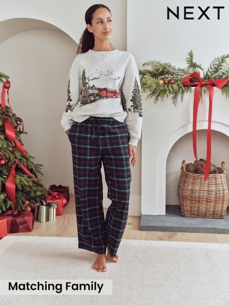 Grey Santa Express - Matching Family Christmas Sweatshirt Flannel Pyjamas