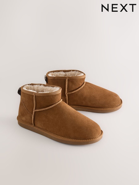 Tan Brown - Regular Suede Slipper Boots