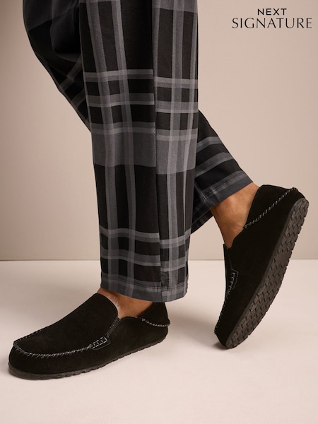 Black - Regular Suede Stitch Signature Kickdown Slippers