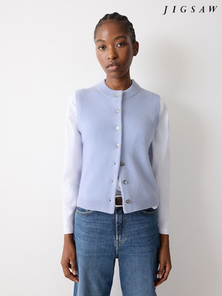 Jigsaw Blue Wool Cashmere Blend Waistcoat (V71530) | £99