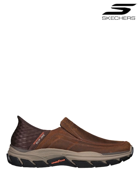 Brown - Regular Skechers Respected Elgin Leather Slip Shoes