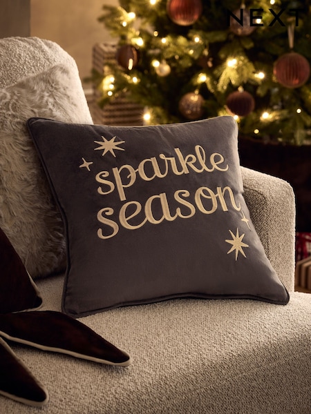Christmas Sparkle Season Slogan Cushion