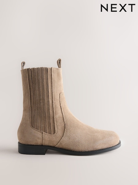 Neutral - Forever Comfort® Suede Scround Toe Leather Chelsea Boots