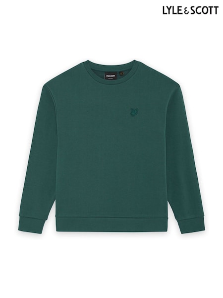 Lyle & Scott Green Heavy Weight Drop Shoulder Crew Jumper (V72291) | £60