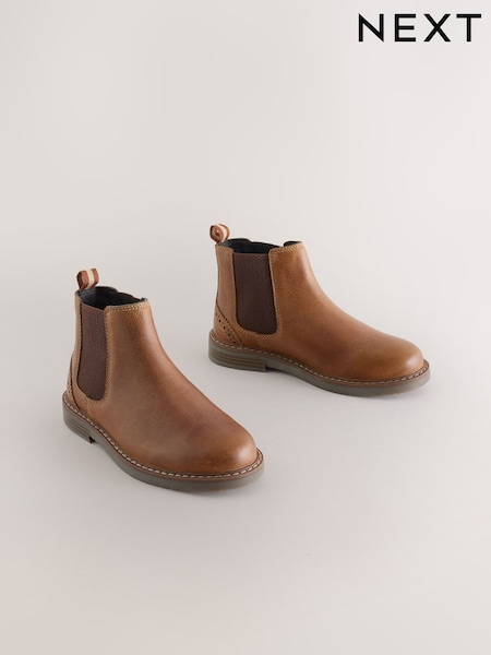 Tan Brown - Leather Chelsea Boots
