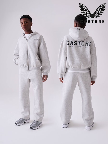 Grey - Castore Oversized Zip Through Hoodie And Straight Leg Jogger Set