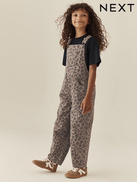 Animal Print - Barrel Leg Dungarees (3-16yrs)