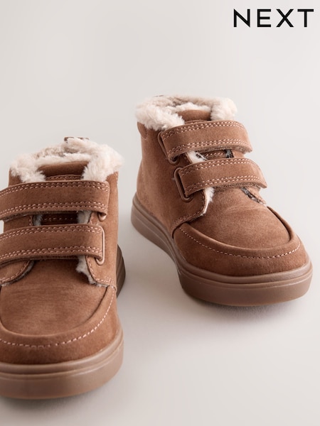 Tan Brown - Warm Lined Touch Fastening Boots