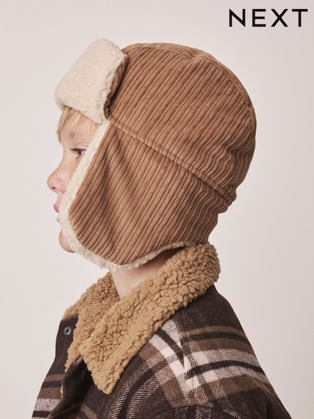 Camel/Ecru - Corduroy Trapper Hat (1-16yrs)