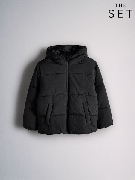 Black - The Set Hooded Padded Jacket