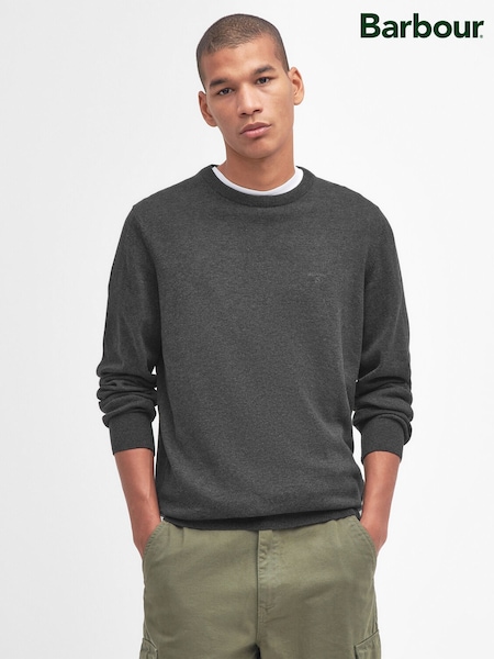 Charcoal Grey - Regular Barbour® Cotton Crew Neck Jumper