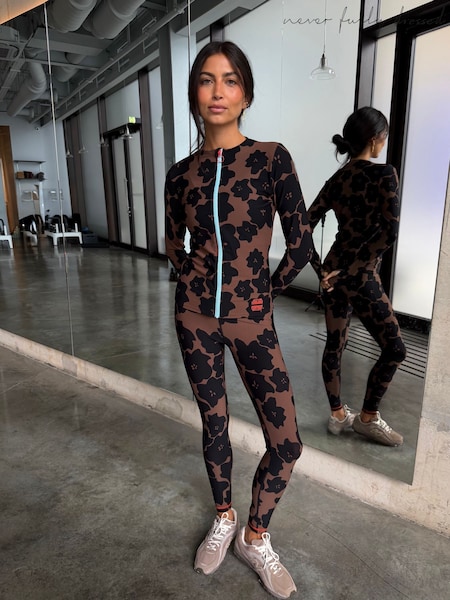 Black/Brown Floral - Never Fully Dressed Zip Up Sports Jacket