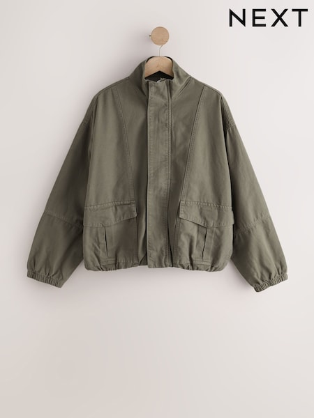 Khaki Green - Funnel Neck Jacket