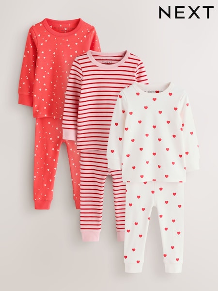 Red/Ecru - Snuggle Pyjamas 3 Pack (9mths-12yrs)