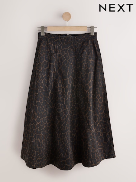 Leopard - Denim Maxi Skirt